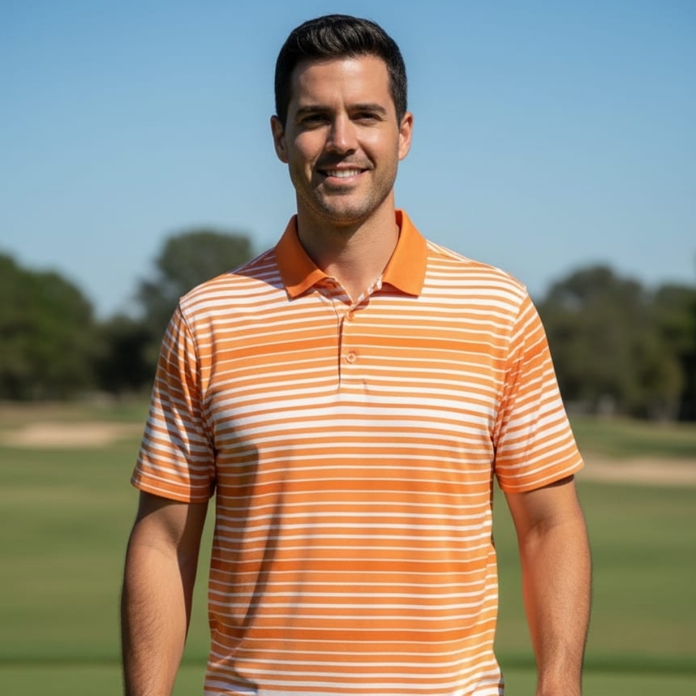 Men's Nike Golf Orange Striped Polo Shirt